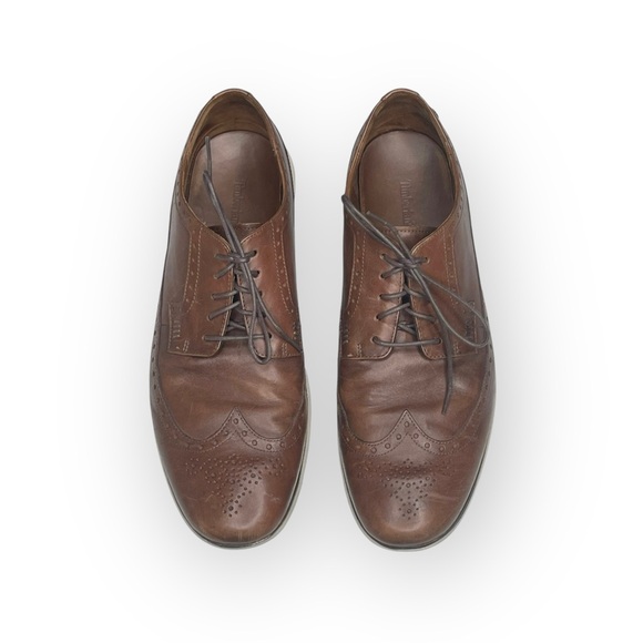 Timberland ✪ Brogue Oxford Wingtip Edgy Leather Lace Up Shoes ✪ Dark Tan Brown - Picture 9 of 16